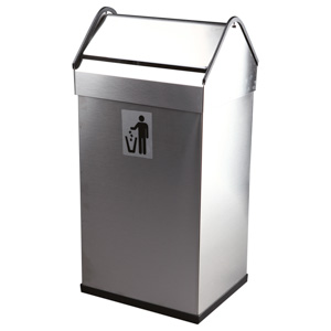 PAPELERA TAPA BASCULANTE ACERO INOX SATINADO CAPACIDAD 40 LT.